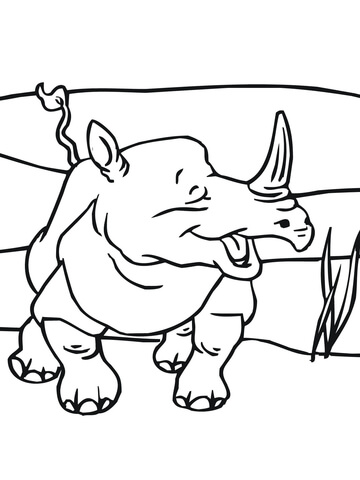 Smiling Rhino Coloring Page